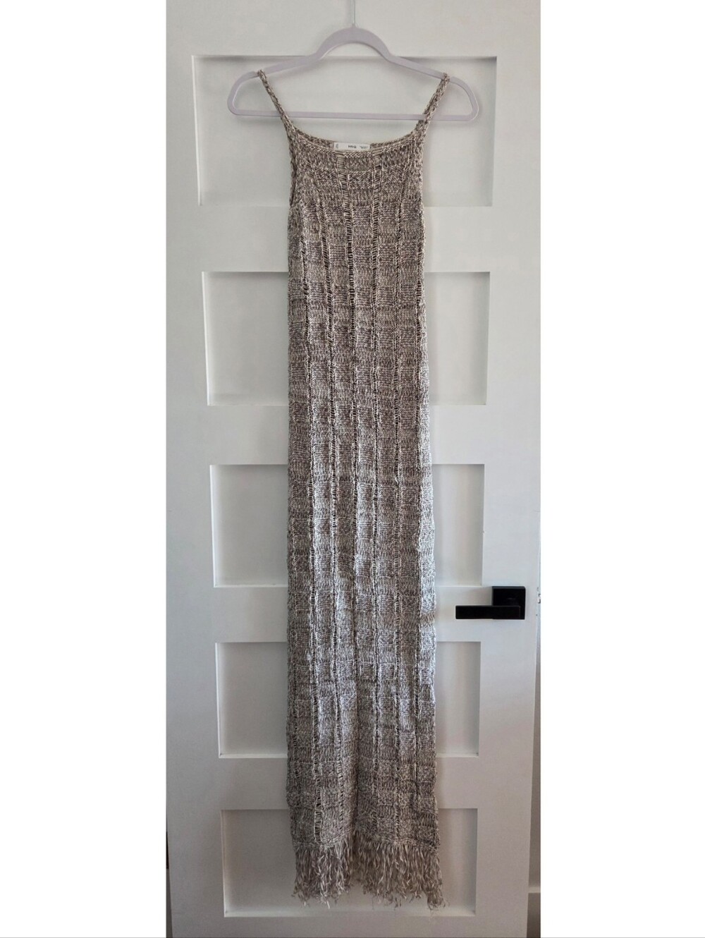 MANGO Knitted Maxi Dress With Fringe Detail